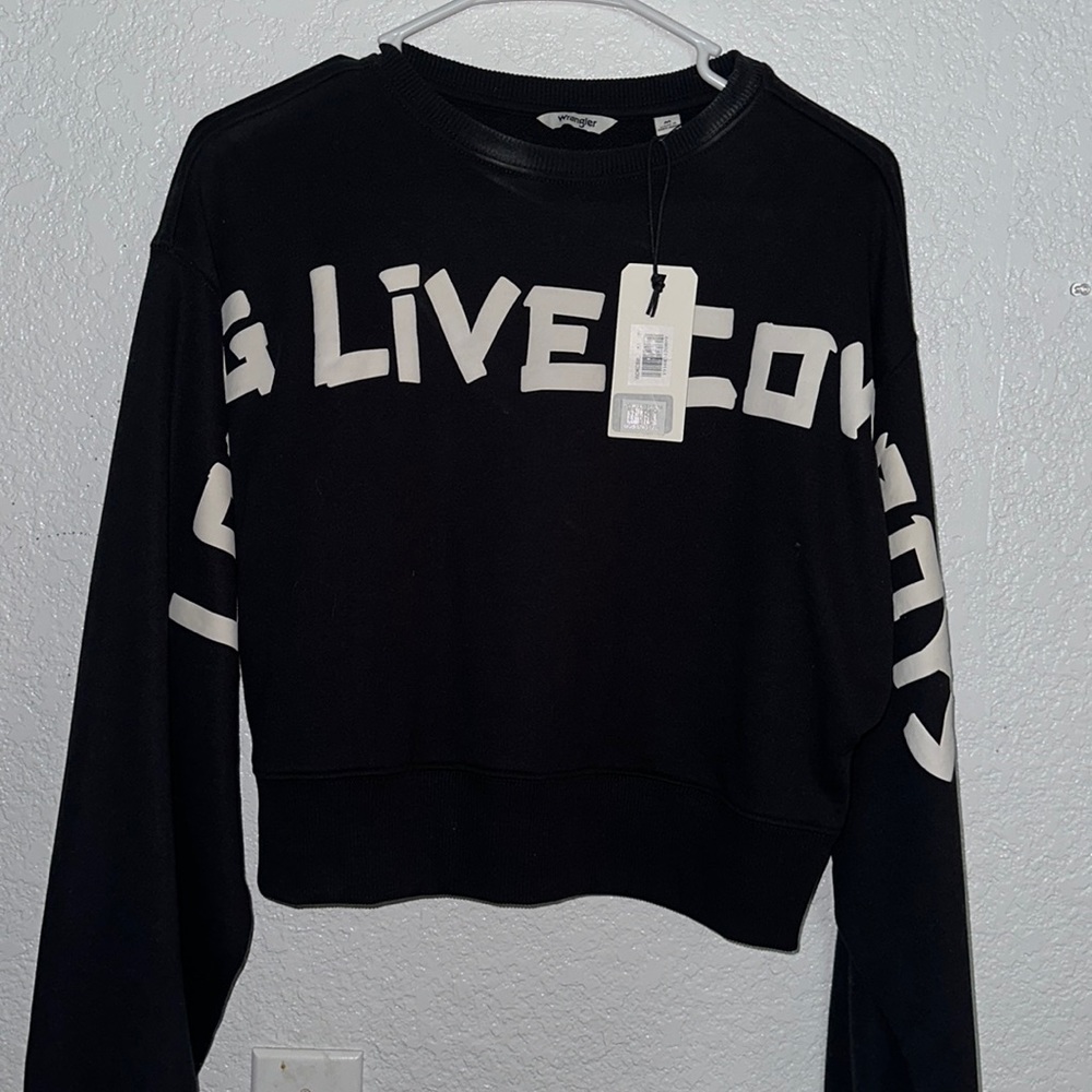 Wrangler Long live cowboys crop sweater